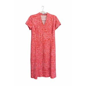 J.McLaughlin Coral & Pink Stretch Pull-On Dress | Size Medium